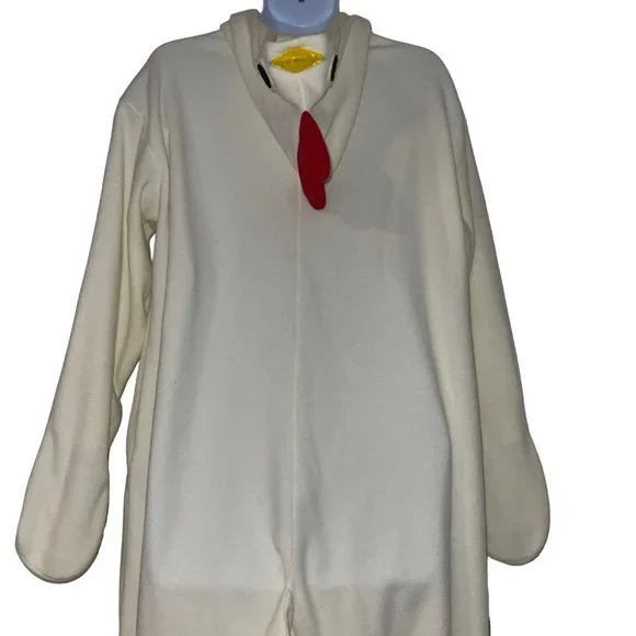 Fleece Chicken Rooster Unionsuit Costume Mens M Cream Halloween Hooded Oversized - Picture 7 of 10